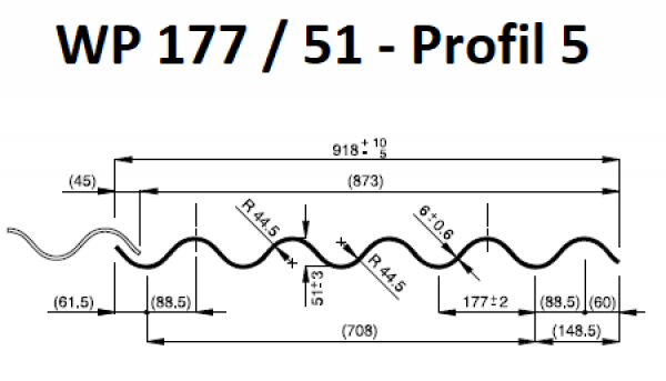 Swisspearl (ehem. Cembrit) Faserzement-WP 177 / 51 - Profil 5 oder Profil 6 - versch. Farben